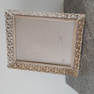 Brass tone filigree picture frame